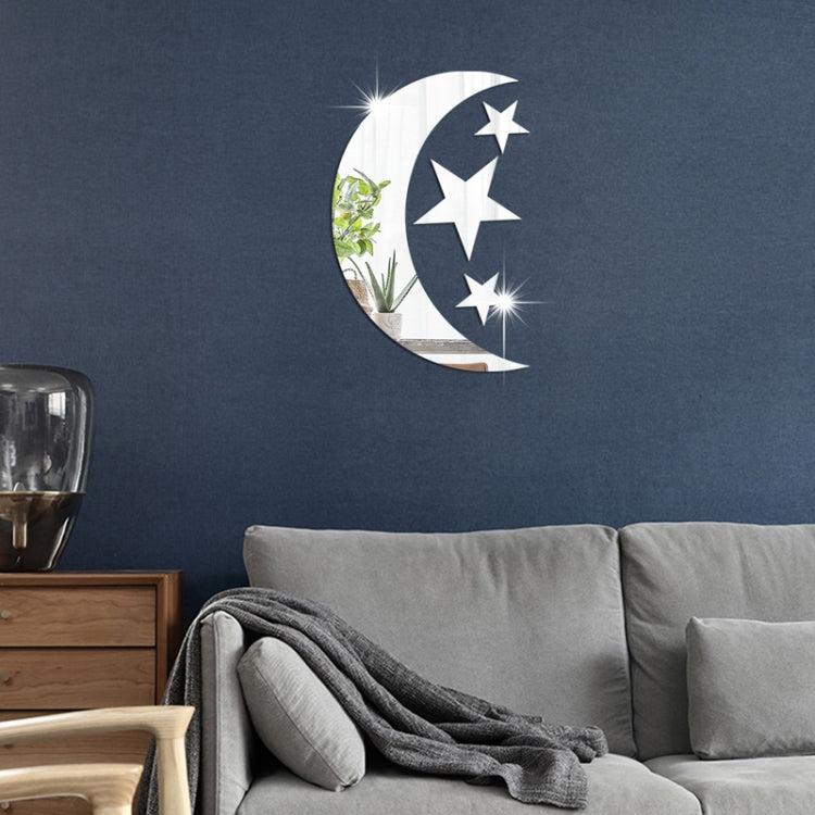 4pcs /Set Acrylic Moon Stars Mirror Wall Sticker Home Decoration Soft Mirror My Store