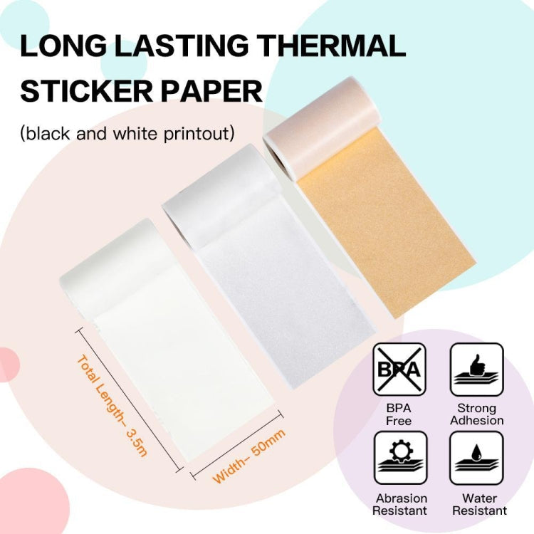 For Phomemo M02 / M02S / M02Pro 3rolls /Pack Transparent / Translucent / Gold Powder Black Letter Thermal Label Printing Paper Reluova