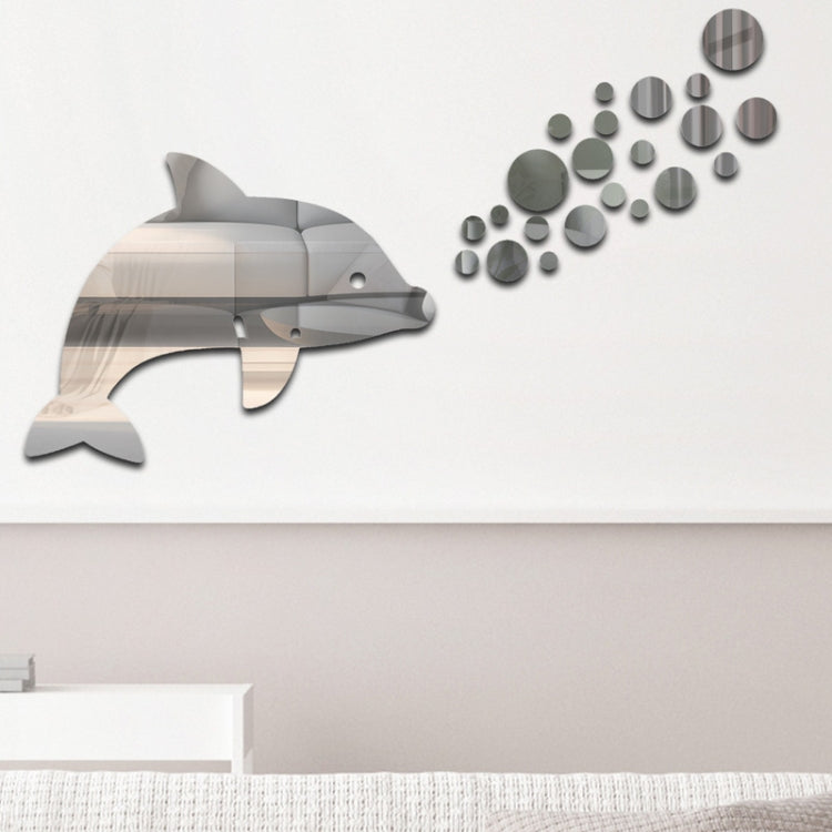 22pcs /Set Acrylic Dolphin Spitting Bubbles Mirror Wall Sticker Home Decoration Soft Mirror My Store