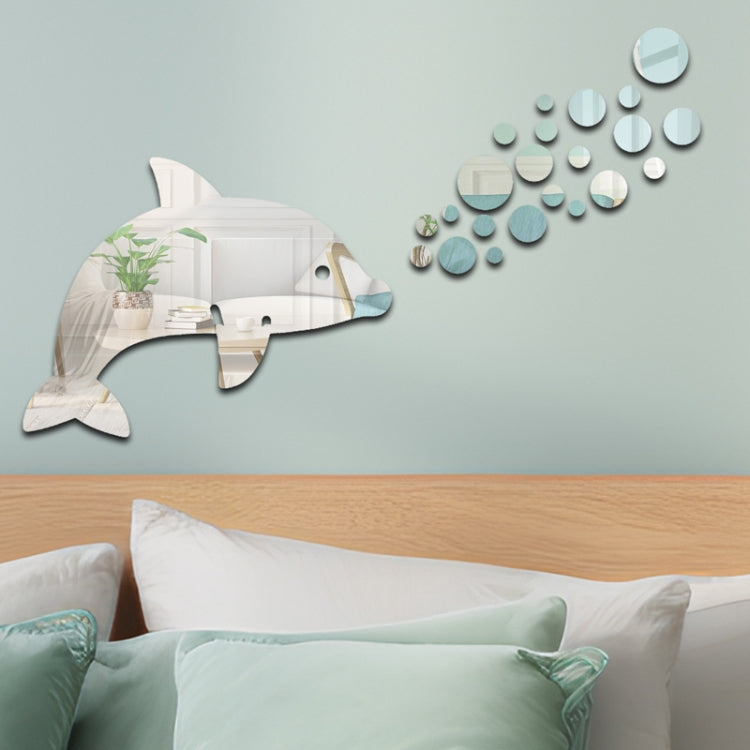 22pcs /Set Acrylic Dolphin Spitting Bubbles Mirror Wall Sticker Home Decoration Soft Mirror My Store