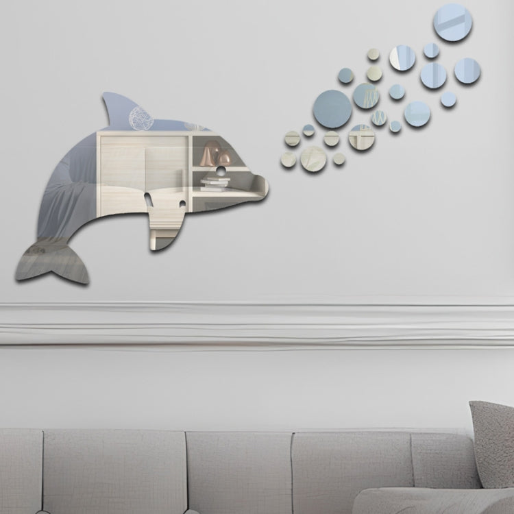 22pcs /Set Acrylic Dolphin Spitting Bubbles Mirror Wall Sticker Home Decoration Soft Mirror My Store