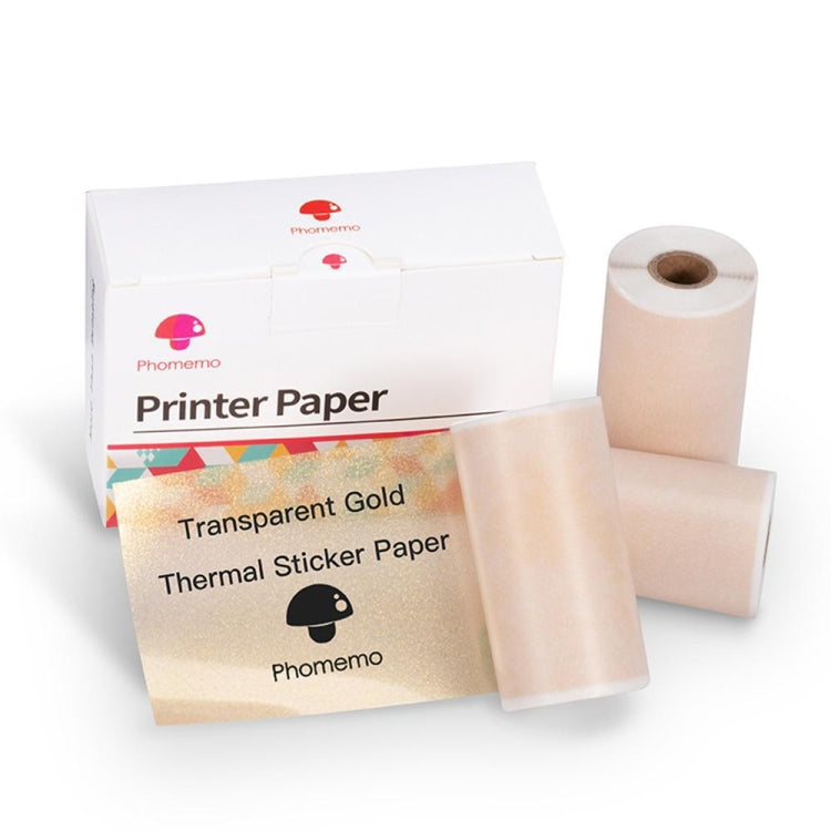 For Phomemo M02 / M02S / M02Pro 3rolls /Pack 50mm Thermal Label Printing Paper For Sticker Printer With Black Letter On Gold Powder Background Reluova