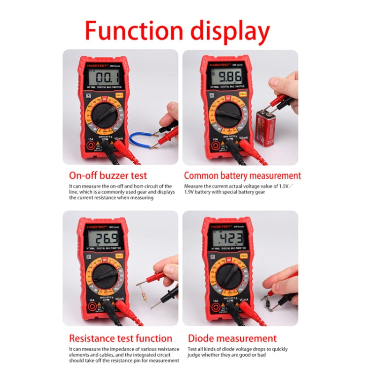 HT108L 600V 10A LCD Digital Multimeter DC Voltage Diode Frequency Multitester Current Tester Reluova