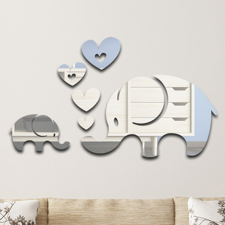 6pcs /Set Acrylic Elephant Mirror Stereo Wall Stickers Home Decoration Soft Mirror My Store