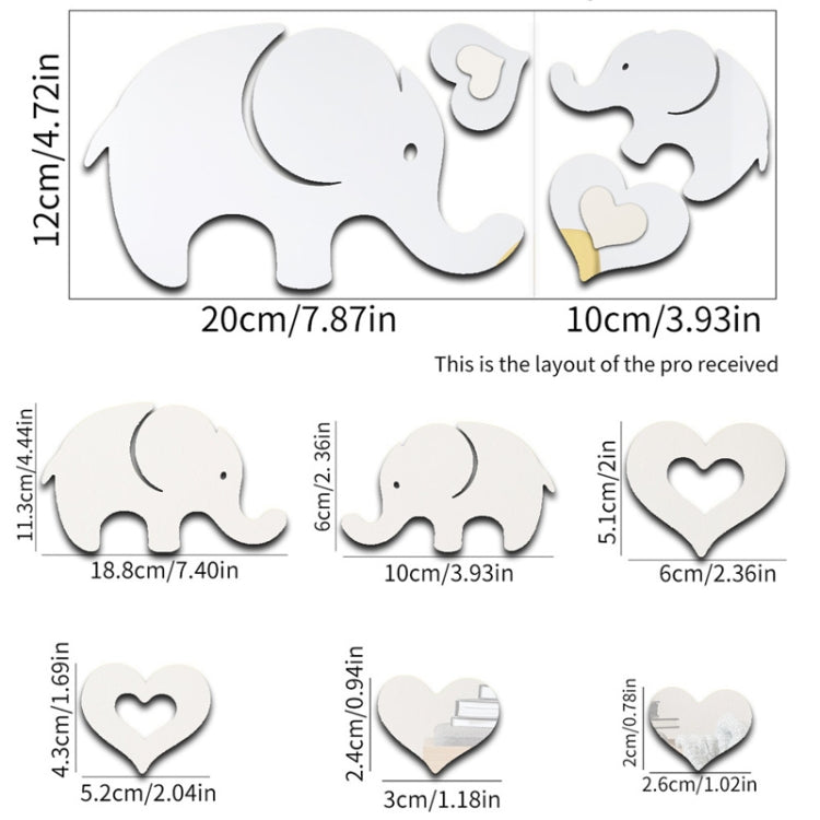 6pcs /Set Acrylic Elephant Mirror Stereo Wall Stickers Home Decoration Soft Mirror My Store