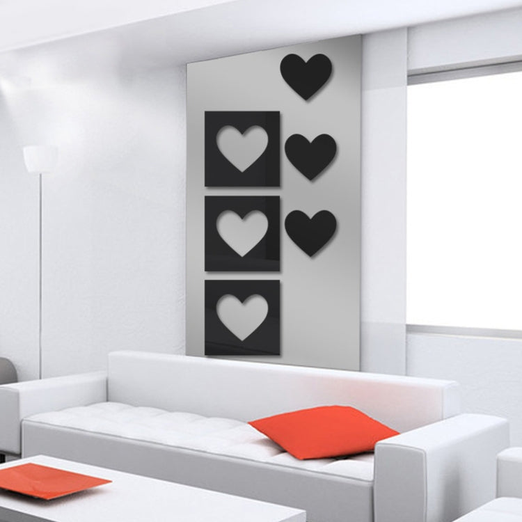 6pcs /Set Acrylic Heart Combination Mirror Stereo Wall Stickers Home Decoration Soft Mirror My Store