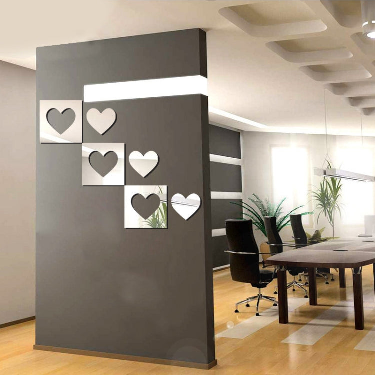 6pcs /Set Acrylic Heart Combination Mirror Stereo Wall Stickers Home Decoration Soft Mirror My Store