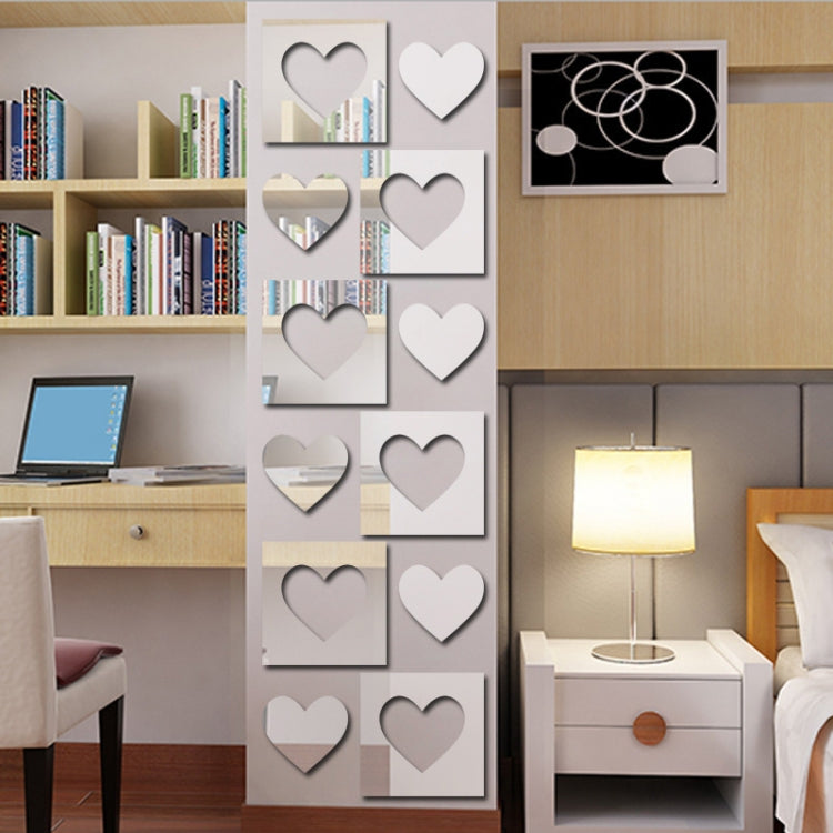 6pcs /Set Acrylic Heart Combination Mirror Stereo Wall Stickers Home Decoration Soft Mirror My Store