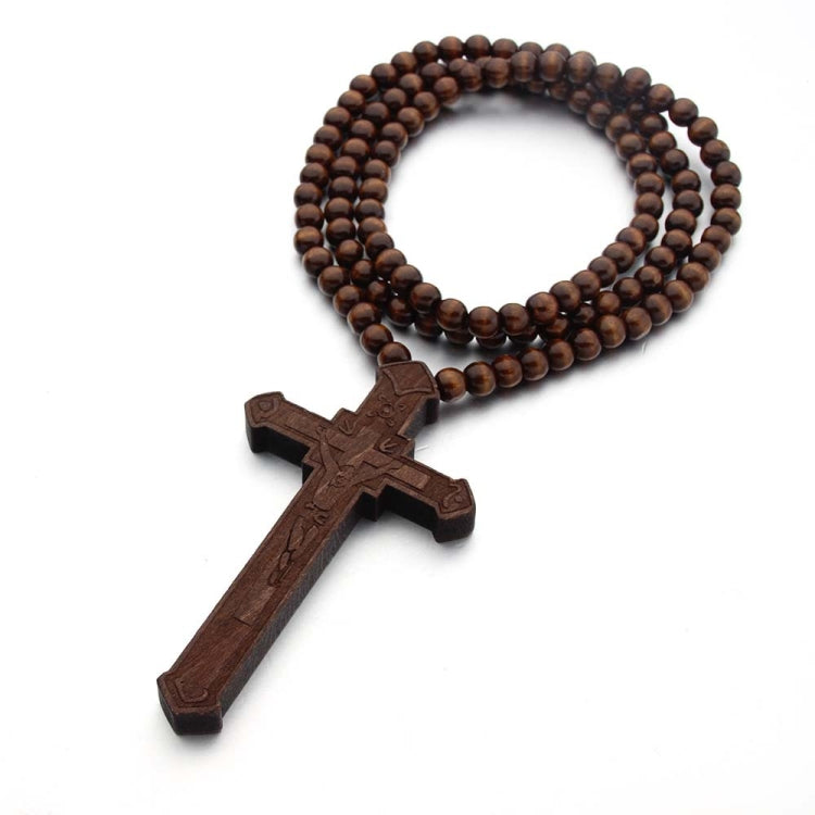 Cross Laser Engraved Wooden Bead Necklace My Store