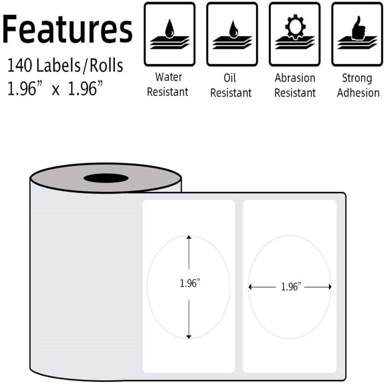 For Phomemo M110 / M200 140pcs /Roll 50x50mm Round Self-Adhesive Thermal Labels Reluova