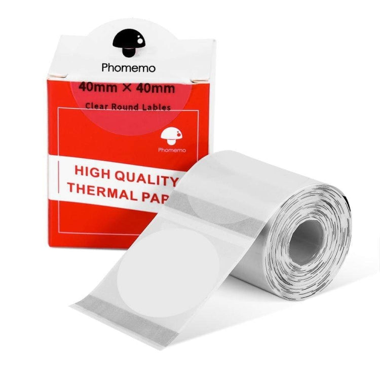 For Phomemo M110 / M200 180pcs /Roll 40x40mm Circular Transparent Self-Adhesive Tag Reluova