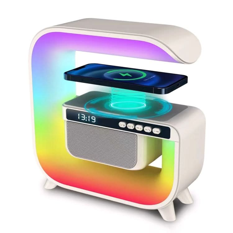 G3 5 In 1 Wireless Charger Bluetooth Speaker Clock With RGB LED Atmosphere Smart Light