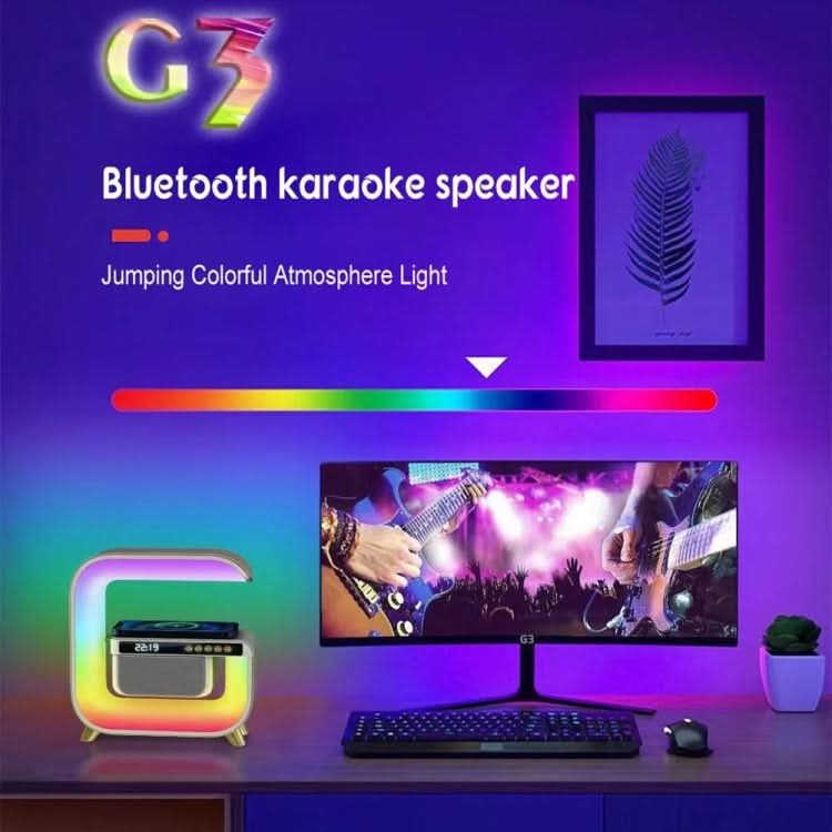 G3 5 In 1 Wireless Charger Bluetooth Speaker Clock With RGB LED Atmosphere Smart Light