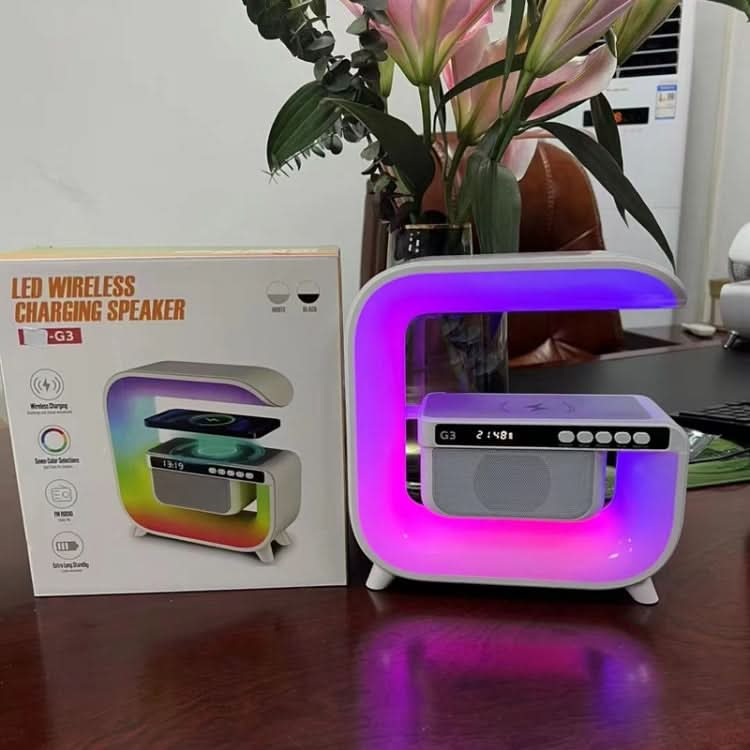 G3 5 In 1 Wireless Charger Bluetooth Speaker Clock With RGB LED Atmosphere Smart Light