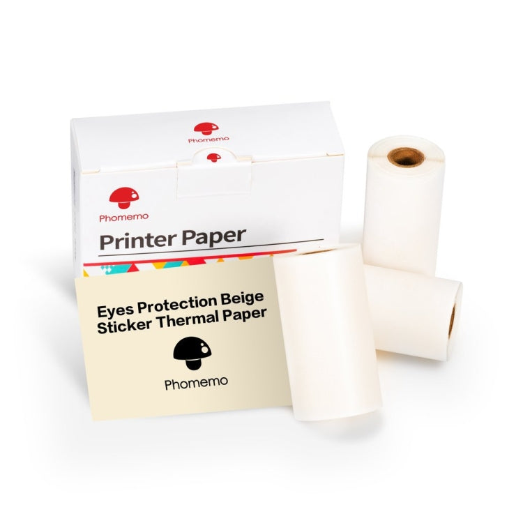 For Phomemo M02 / M02S / M02 Pro 3rolls /Pack 53mm 10 Years Eyes Protection Beige Sticker Thermal Paper Reluova