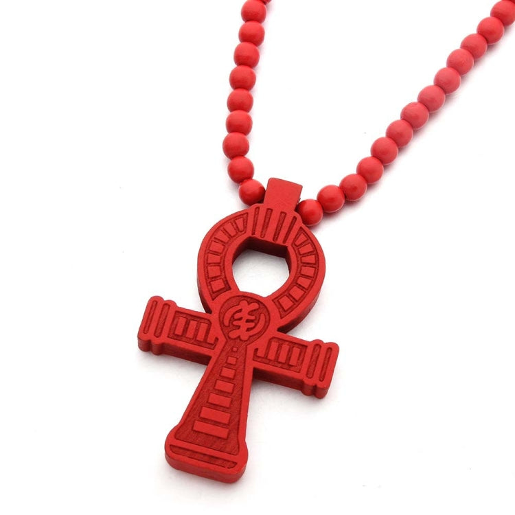 Wood Beads Cross Pendant Necklace Hip Hop Jewelry My Store