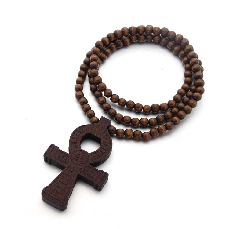 Wood Beads Cross Pendant Necklace Hip Hop Jewelry My Store