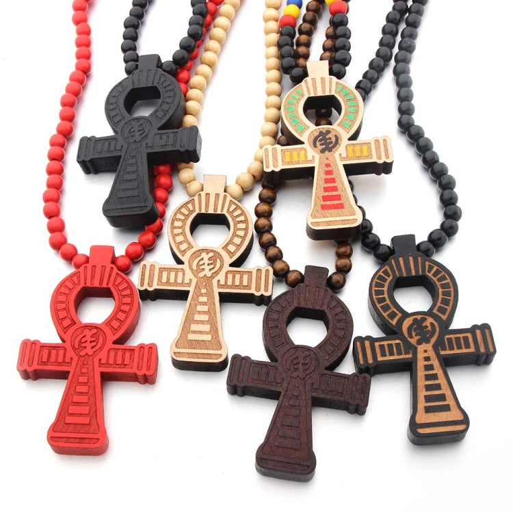 Wood Beads Cross Pendant Necklace Hip Hop Jewelry My Store