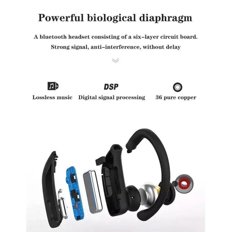 TWS Ear-mounted Noise Reduction LED Dual-battery Display Bluetooth Earphones