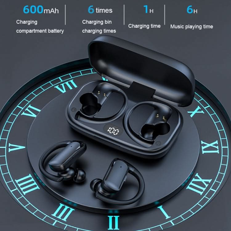 LED Power Digital Display Ear-mounted Sports Waterproof Wireless Bluetooth Earphones