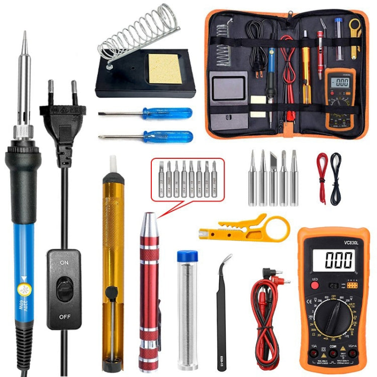 60W Adjustable Temperature Soldering Iron Set with VC830L Digital Multimeter-Reluova