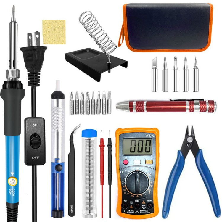 60W Adjustable Temperature Soldering Iron Set with VC830L Digital Multimeter-Reluova