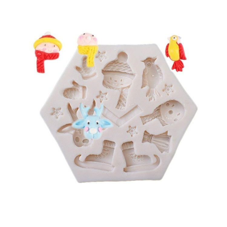 DIY Christmas Silicone Mold Elk Sleigh Cake Plaster Decoration Mold