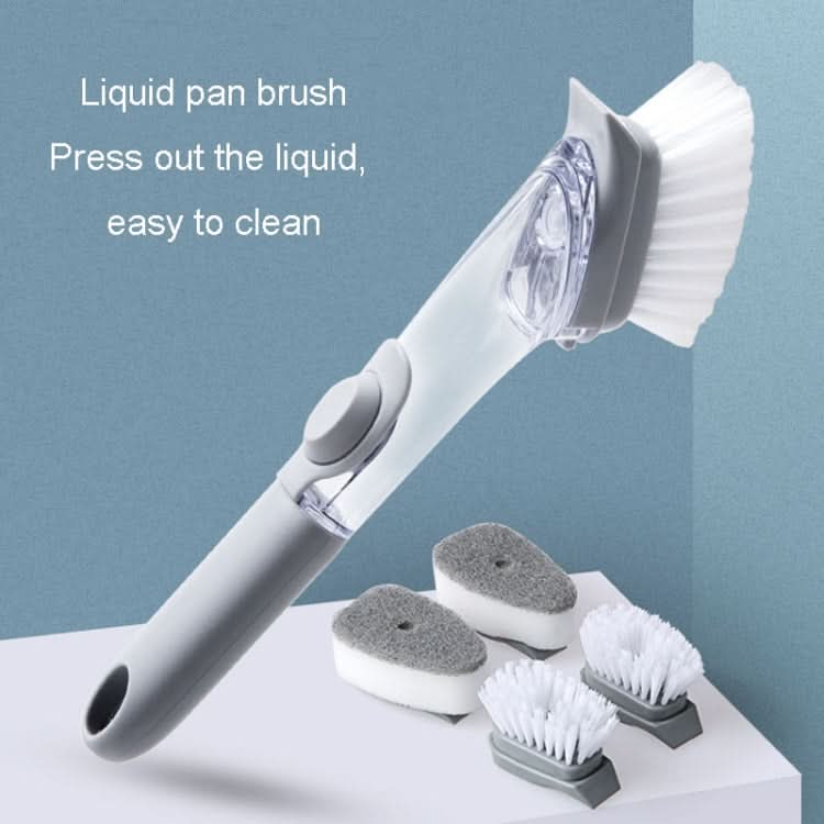 Kitchen Long Handle Automatic Liquid Filling Non-Stick Pan Scrubber Brush Cleaning Brush Reluova