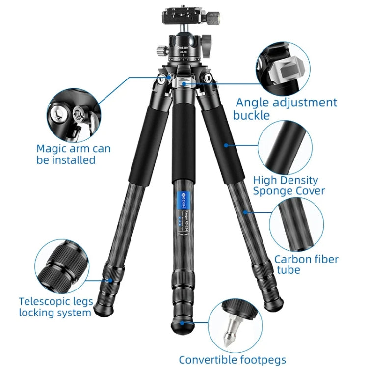 Carbon Fiber Portable Folding Tripod SLR Camera Low Gravity Center Gimbal Photography Bracket