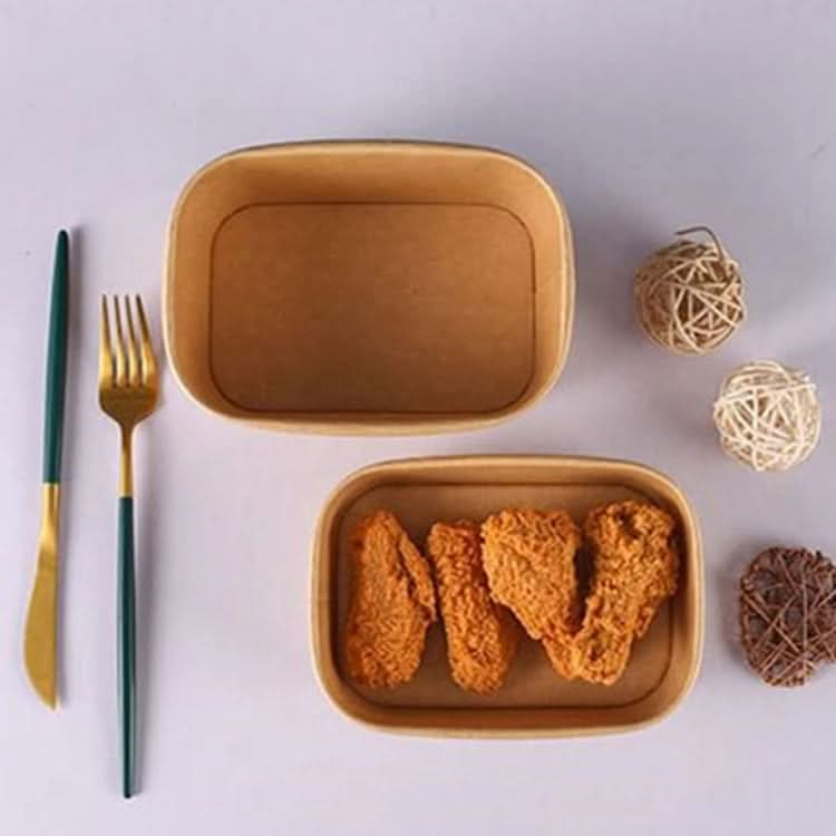 Disposable Kraft Paper Lunch Box Rectangular Round Corner Takeaway Packaging Boxes Reluova