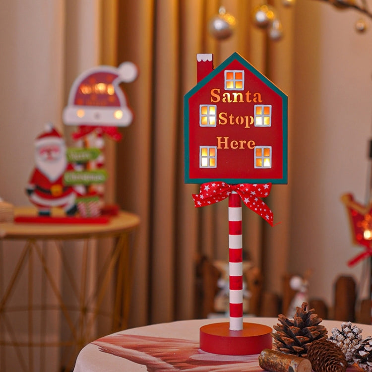 Christmas Street Sign STOP Decorative Lights Wooden Window Atmosphere LED Lights