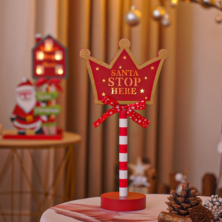 Christmas Street Sign STOP Decorative Lights Wooden Window Atmosphere LED Lights My Store