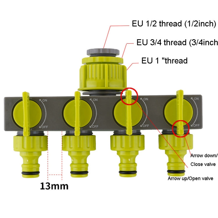 Garden Lawn Watering EU Threaded Faucet One Input Four Output Valve Diverter My Store