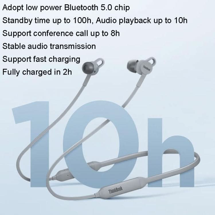 Lenovo ThinkBook UC100 Neckband Dual Wireless Bluetooth Earphone Cell Phone Computer Simultaneous Connection