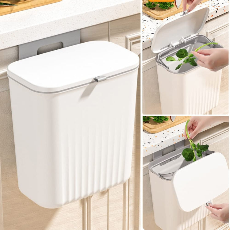 7L Kitchen Hanging Waste Bin With Lid Sliding Cover Under Sink Trash Can