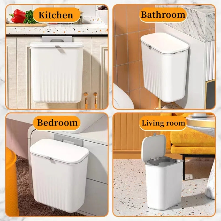 7L Kitchen Hanging Waste Bin With Lid Sliding Cover Under Sink Trash Can