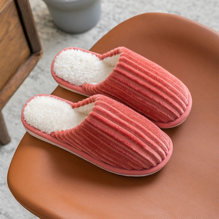 Corduroy Cotton Slippers Winter Warm Non-Slip Thick Sole Flat Shoes