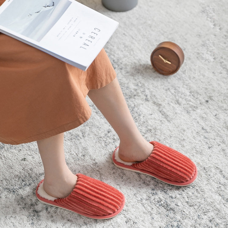 Corduroy Cotton Slippers Winter Warm Non-Slip Thick Sole Flat Shoes My Store