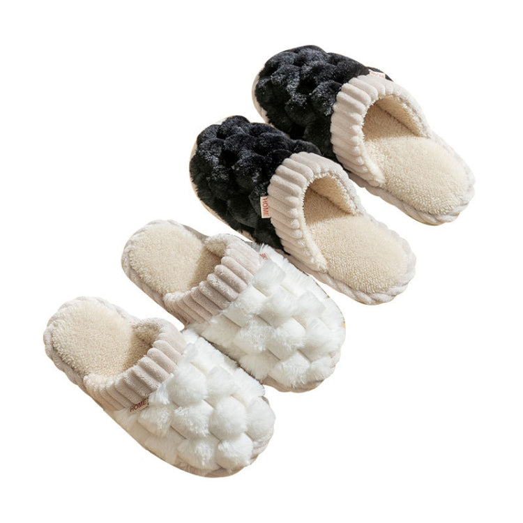 Wnter Women Cotton Slippers Home Couples Floor Slippers Non-Slip Warm Plush Shoes