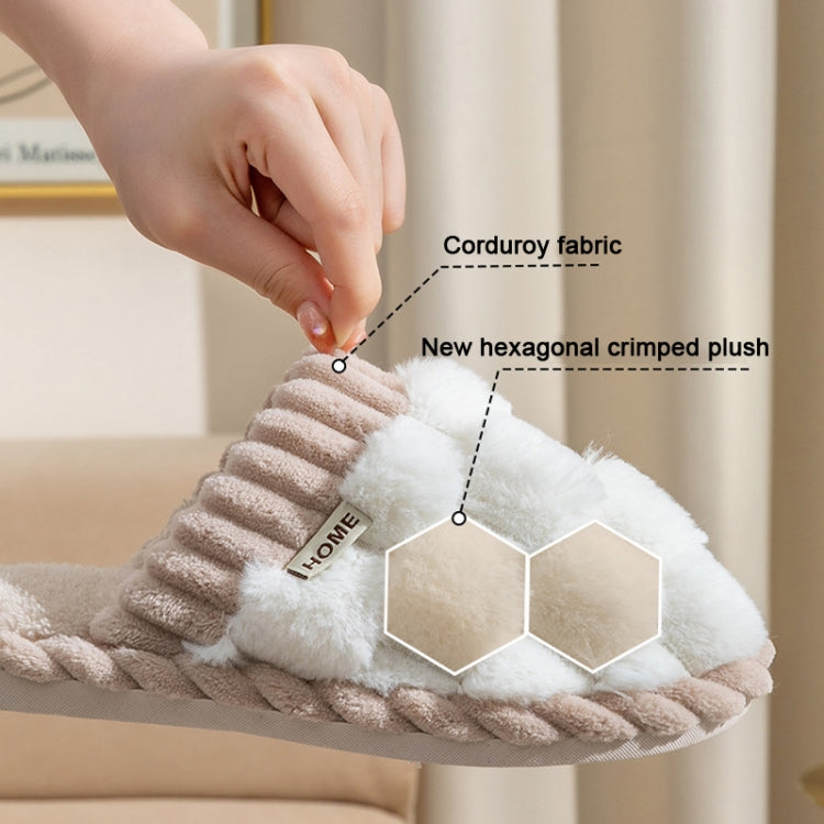 Wnter Women Cotton Slippers Home Couples Floor Slippers Non-Slip Warm Plush Shoes