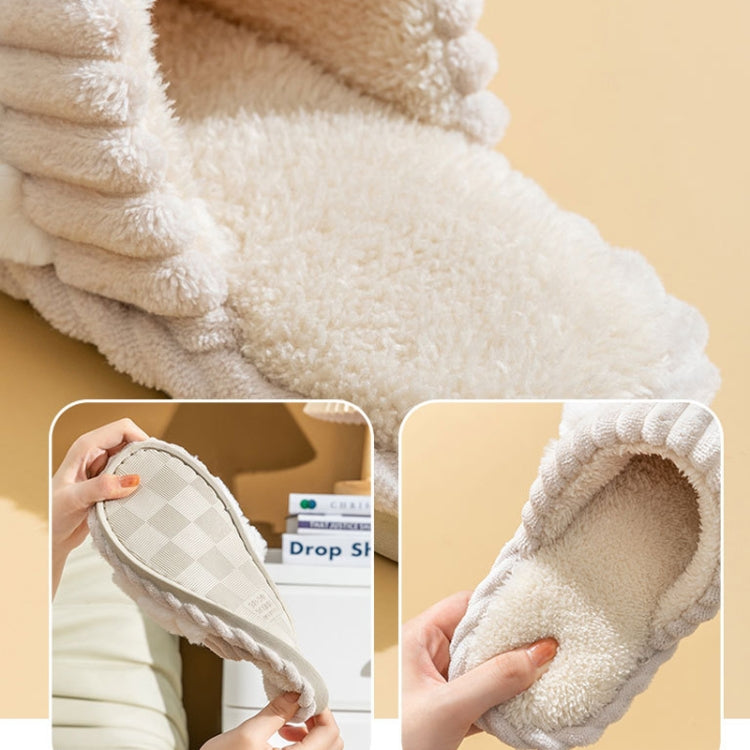 Wnter Women Cotton Slippers Home Couples Floor Slippers Non-Slip Warm Plush Shoes