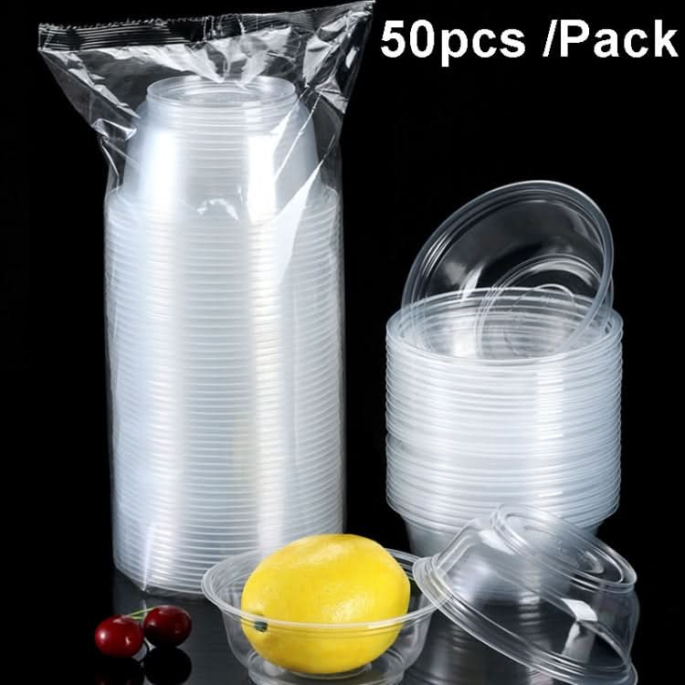 50pcs /Pack No Lid Disposable Round Plastic Bowl Thick Transparent Fast Food Soup Bowl-Reluova