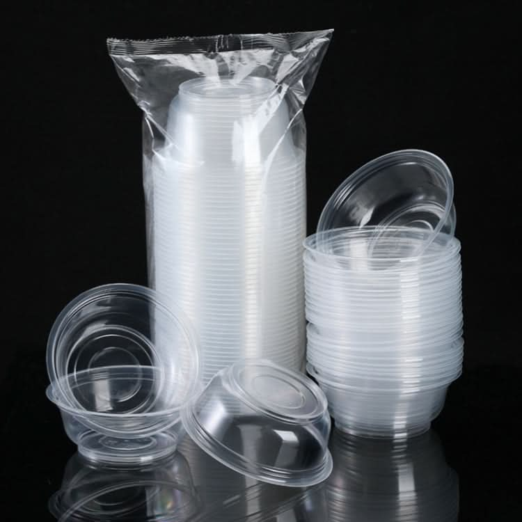 50pcs /Pack No Lid Disposable Round Plastic Bowl Thick Transparent Fast Food Soup Bowl-Reluova