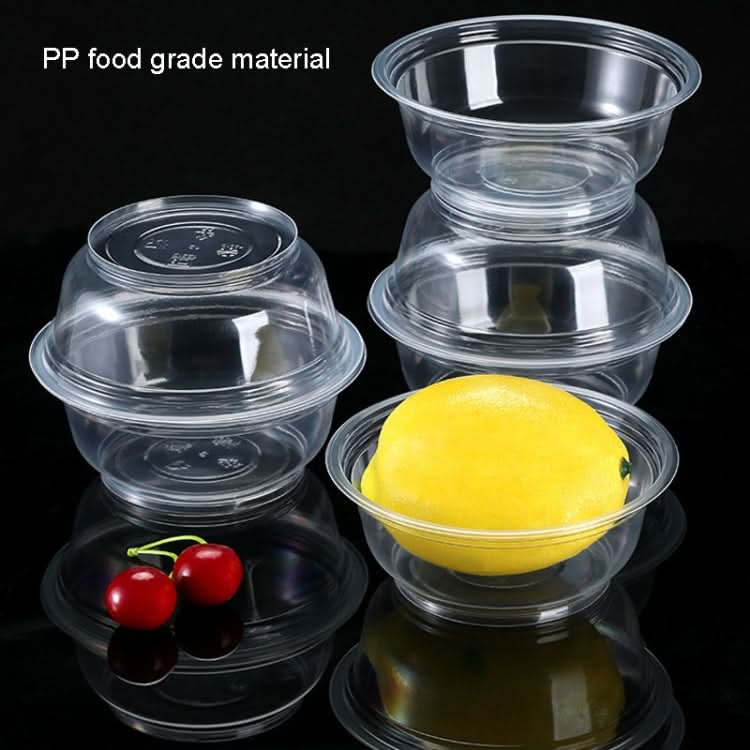 50pcs /Pack No Lid Disposable Round Plastic Bowl Thick Transparent Fast Food Soup Bowl-Reluova