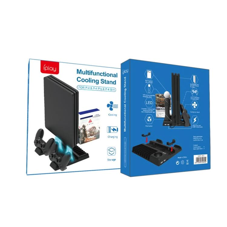 For PS4/PS4 Pro/PS4 Slim Host iplay Dual-seat Charging Multi-function Cooling Base Storage Bracket Reluova