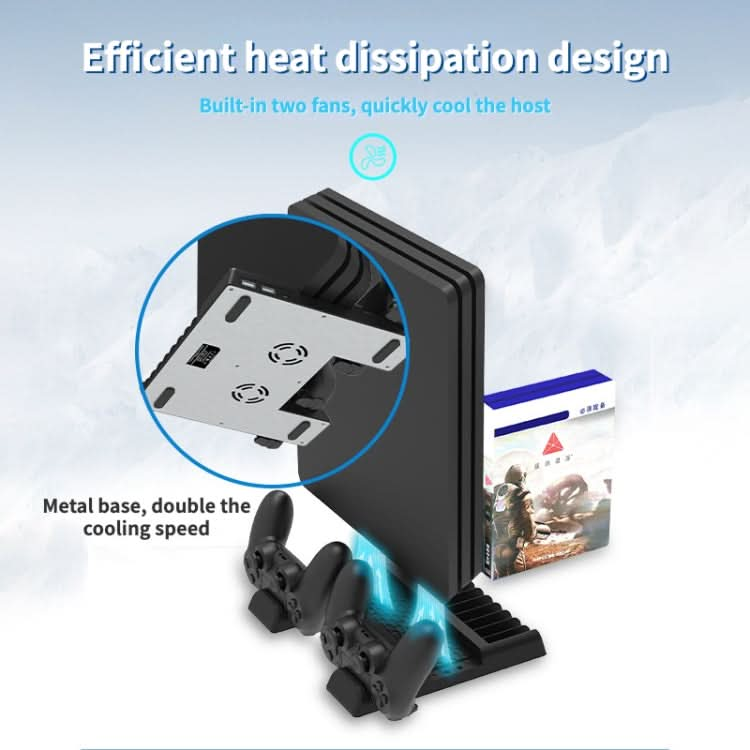 For PS4/PS4 Pro/PS4 Slim Host iplay Dual-seat Charging Multi-function Cooling Base Storage Bracket Reluova