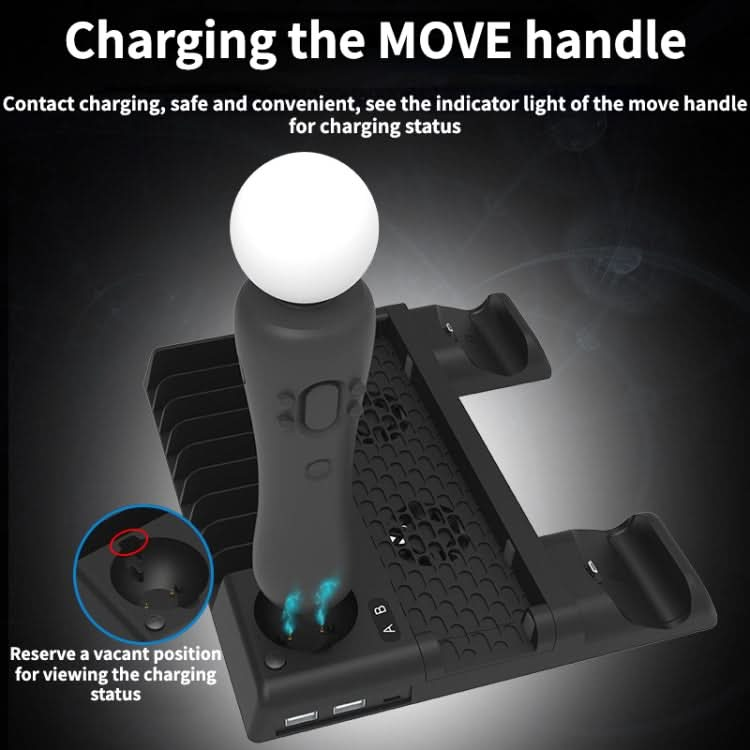 For PS4/PS4 Pro/PS4 Slim Host iplay Dual-seat Charging Multi-function Cooling Base Storage Bracket Reluova