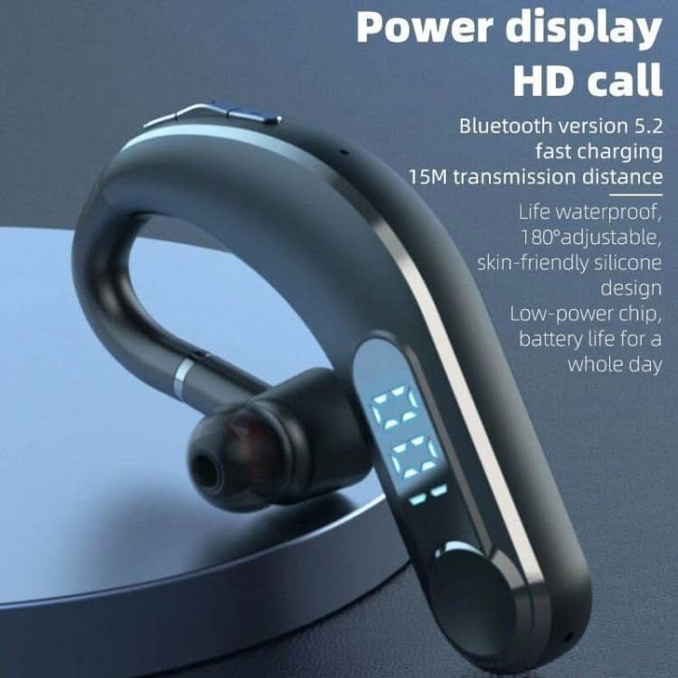 Ear-Mounted Waterproof Sports Smart Noise Reduction Bluetooth Earphones With LED Battery Display