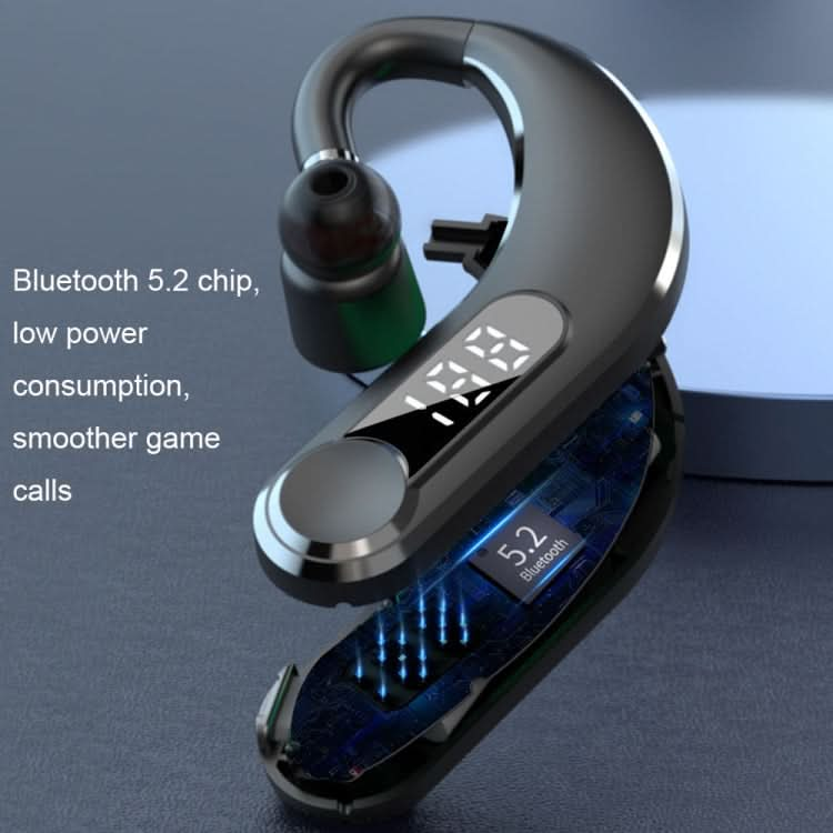 Ear-Mounted Waterproof Sports Smart Noise Reduction Bluetooth Earphones With LED Battery Display