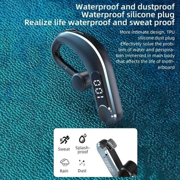 Ear-Mounted Waterproof Sports Smart Noise Reduction Bluetooth Earphones With LED Battery Display